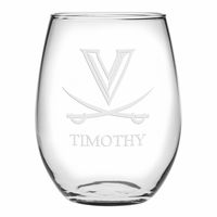 UVA Stemless Wine Glasses Made in the USA - Set of 2