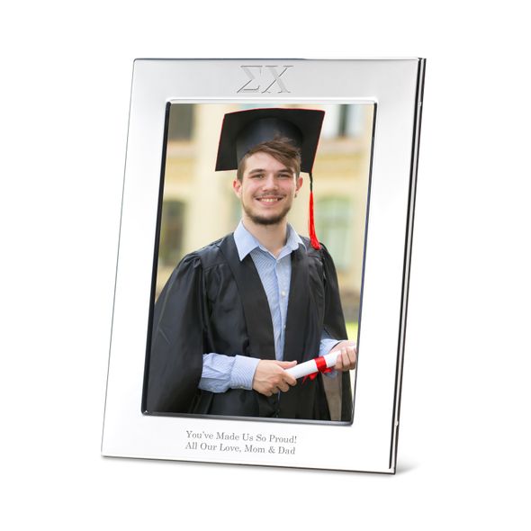 Sigma Chi Polished Pewter 5x7 Picture Frame - Image 1