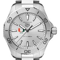 University of Miami Men's TAG Heuer Steel Aquaracer with Silver Dial