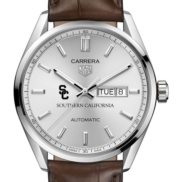 USC Men's TAG Heuer Automatic Day/Date Carrera with Silver Dial - Image 1