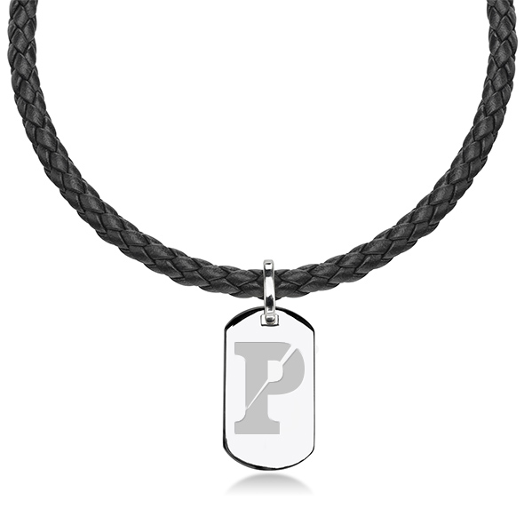 University of Pennsylvania Leather Necklace with Sterling Dog Tag