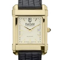 Fairfield Men's Gold Quad with Leather Strap
