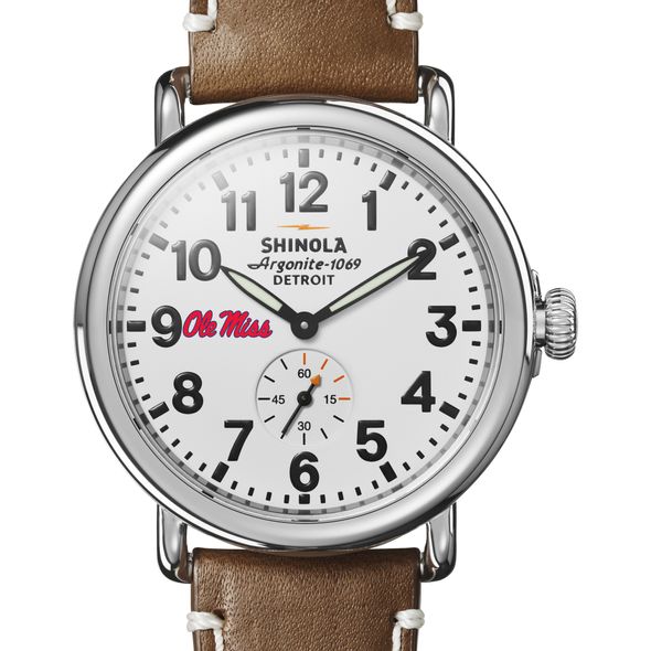 Ole Miss Shinola Watch, The Runwell 41mm White Dial - Image 1