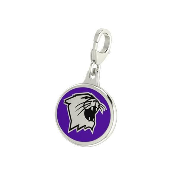 Northwestern Enameled Charm with Lobster Claw Clasp