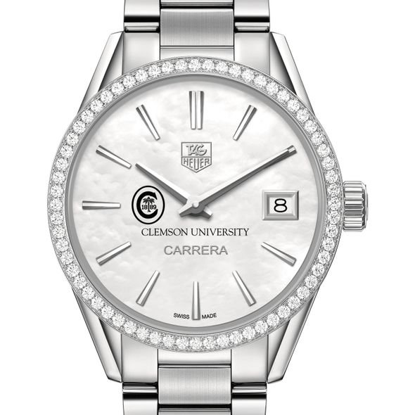 Clemson Women's TAG Heuer Steel Carrera with MOP Dial & Diamond Bezel - Image 1