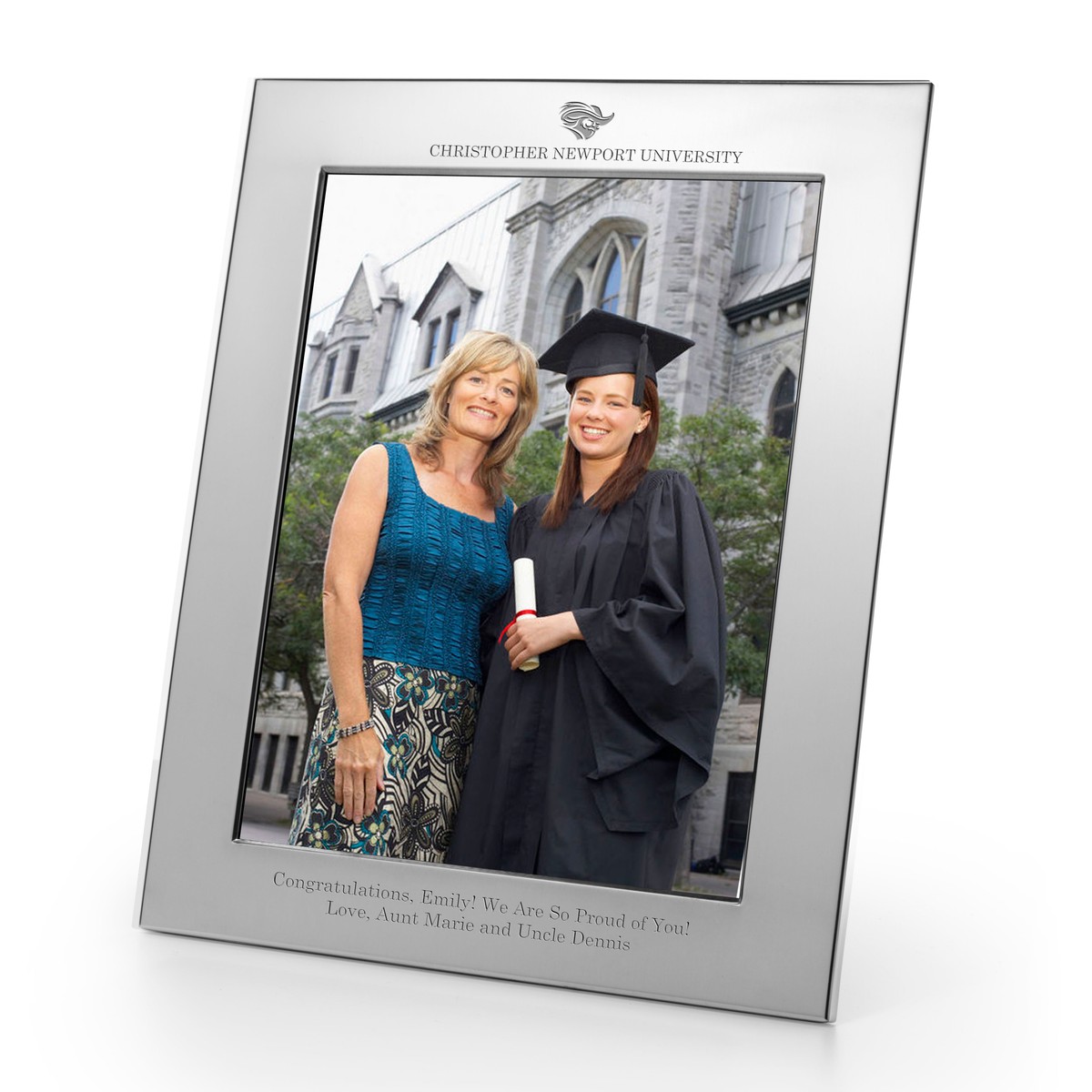 Christopher Newport University Polished Pewter 8x10 Picture Frame Graduation Gift Selection
