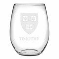 Harvard Stemless Wine Glasses Made in the USA - Set of 4 - Image 1