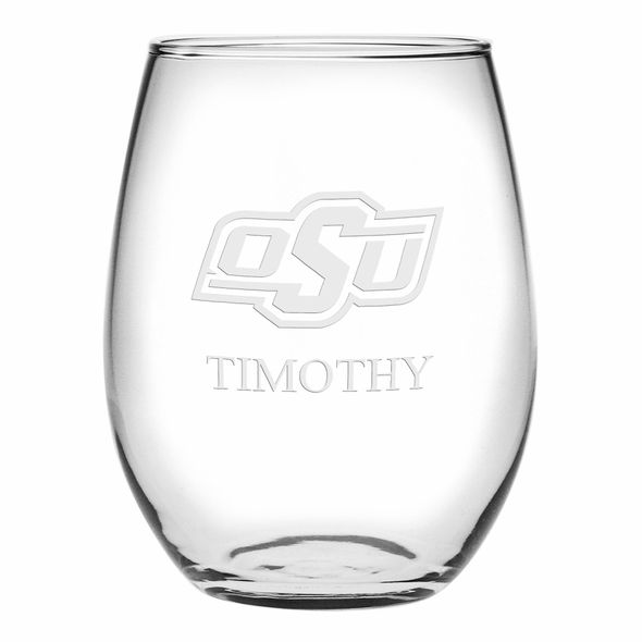 Oklahoma State Stemless Wine Glasses Made in the USA - Set of 4 - Image 1
