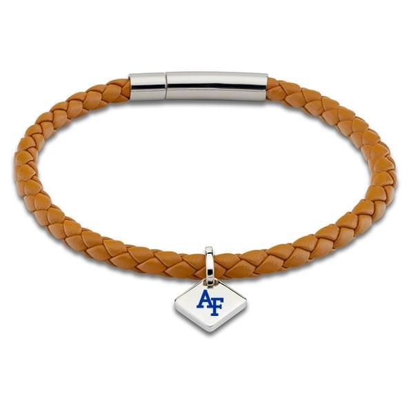 USAFA Leather Bracelet with Sterling Silver Tag - Saddle