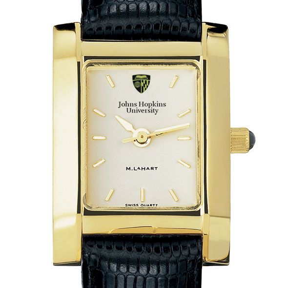 Johns Hopkins Women's Gold Quad Watch with Leather Strap