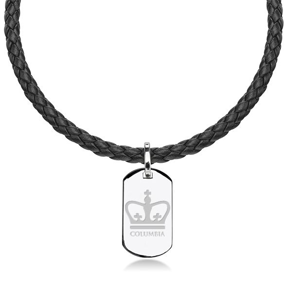 Columbia University Leather Necklace with Sterling Dog Tag