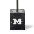 University of Michigan Polished Nickel Lamp with Marble Base & Linen Shade - Image 2