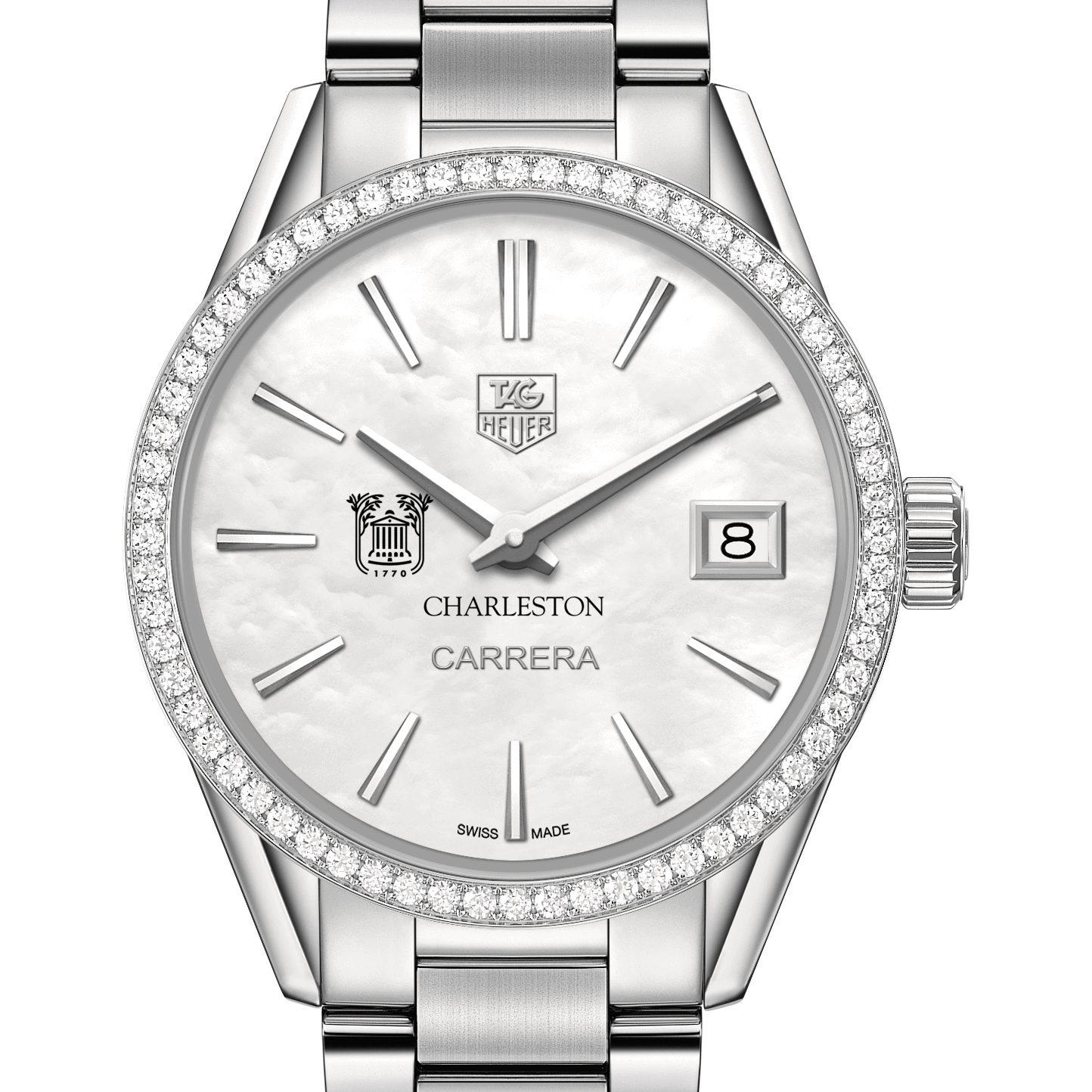 College of Charleston W's TAG Heuer Steel Carrera w MOP Dial & Diamond Bezel
