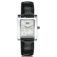 Chi Omega Women's Mother of Pearl Quad Watch with Leather Strap