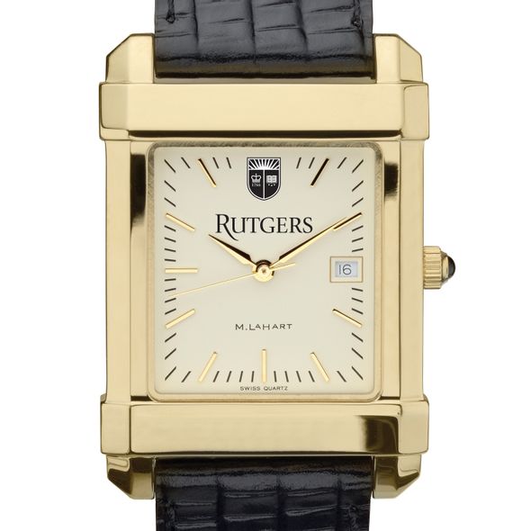 Rutgers Men's Gold Quad with Leather Strap - Image 1