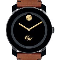 George Washington University Men's Movado BOLD with Brown Leather Strap