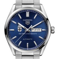 Brown Men's TAG Heuer Carrera with Blue Dial & Day-Date Window