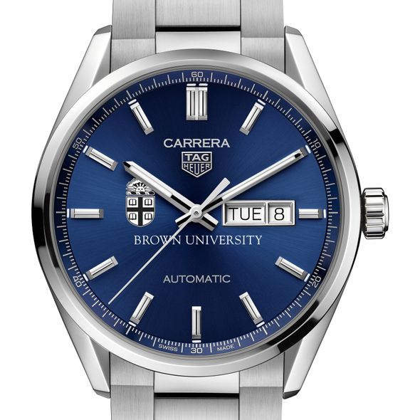 Brown Men's TAG Heuer Carrera with Blue Dial & Day-Date Window - Image 1