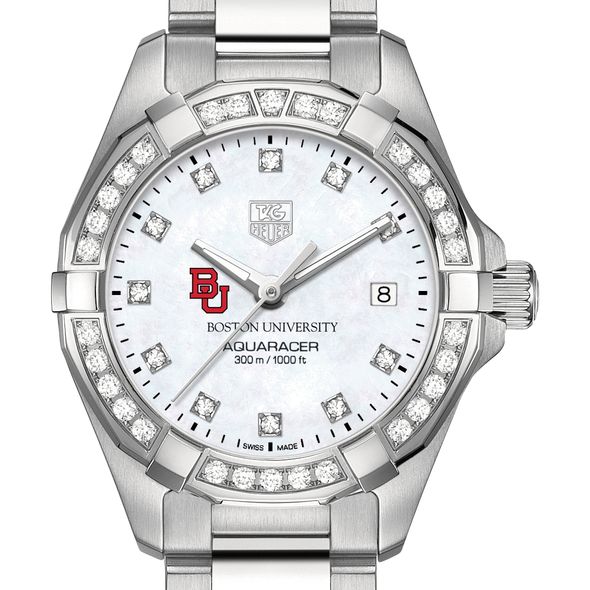 Boston University W's TAG Heuer Steel Aquaracer with MOP Dia Dial & Bezel - Image 1