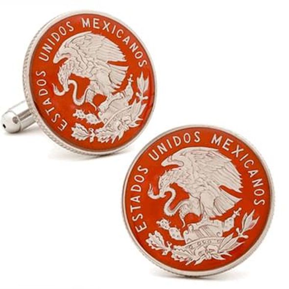 Hand Painted Mexican Coin Cufflinks