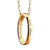Georgia Tech Monica Rich Kosann "Carpe Diem" Poesy Ring Necklace in Gold