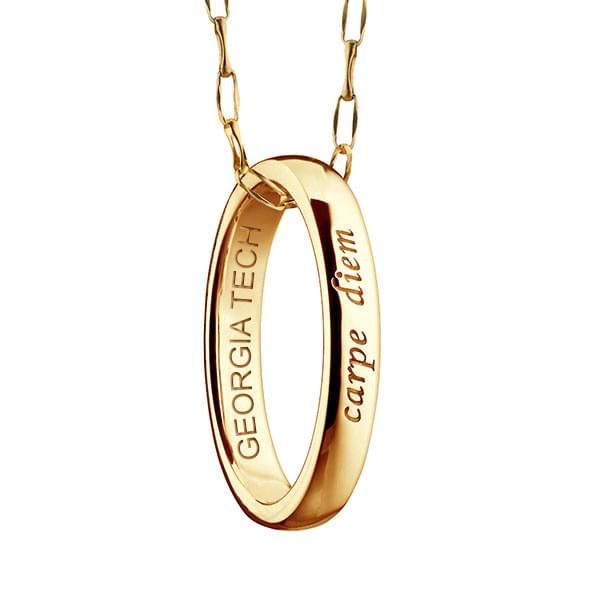 Georgia Tech Monica Rich Kosann "Carpe Diem" Poesy Ring Necklace in Gold - Image 1