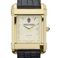 Wisconsin Men's Gold Quad with Leather Strap