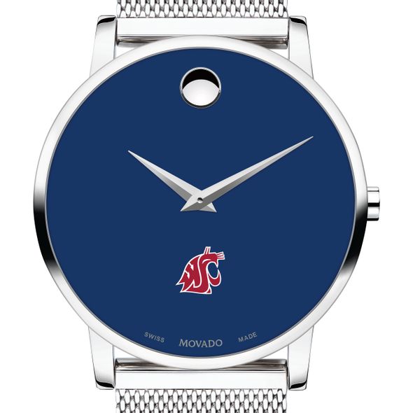 Washington State University Men's Movado Museum with Blue Dial & Mesh Bracelet