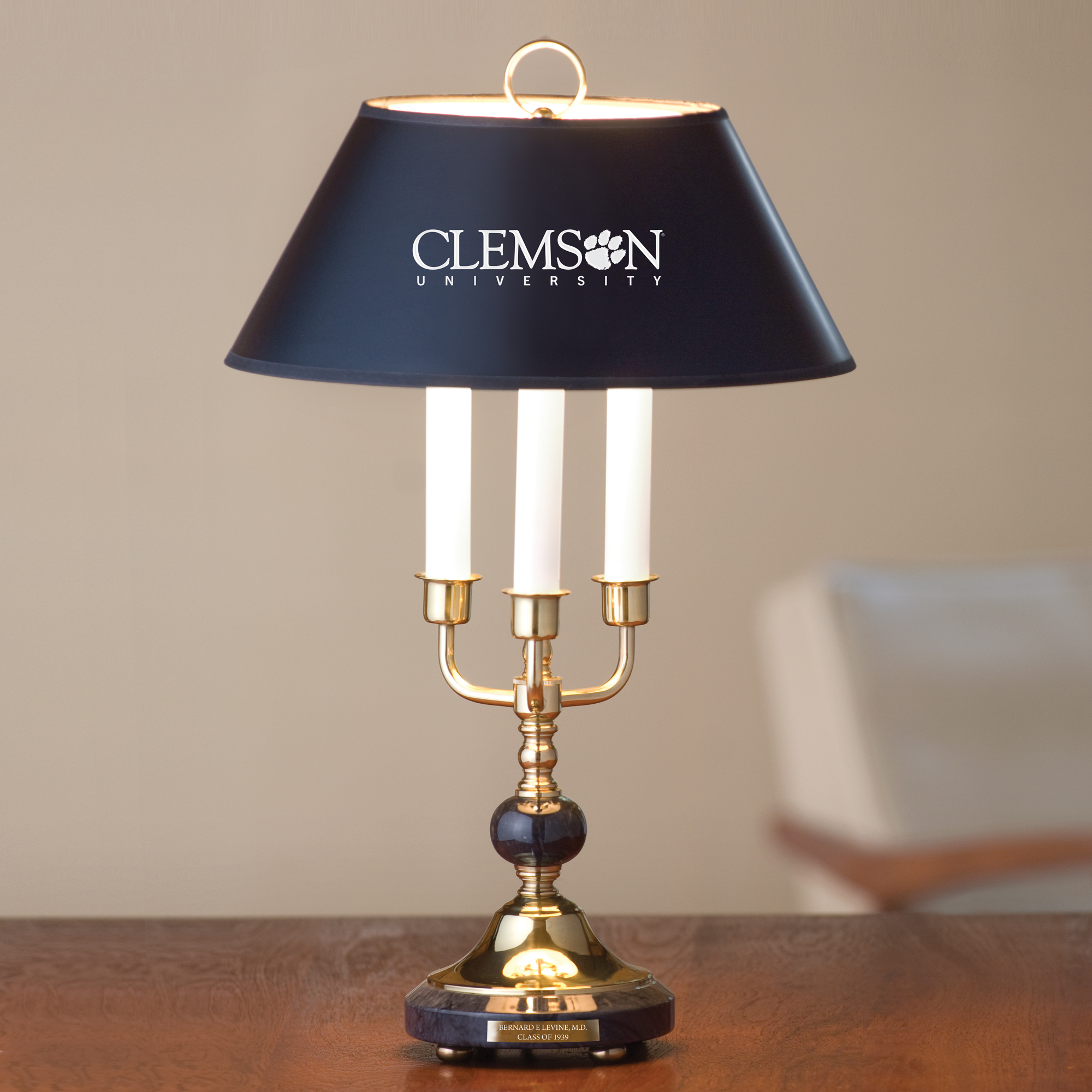 Clemson Lamp in Brass & Marble