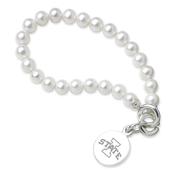 Iowa State University Pearl Bracelet with Sterling Silver Charm - Image 1