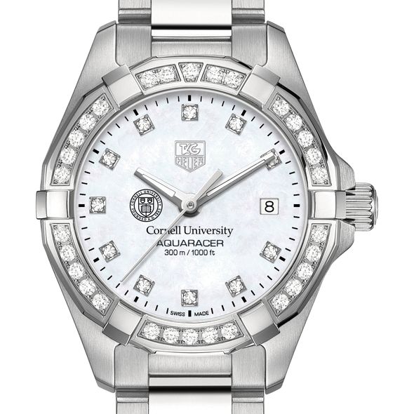 Cornell Women's TAG Heuer Steel Aquaracer with MOP Diamond Dial & Diamond Bezel