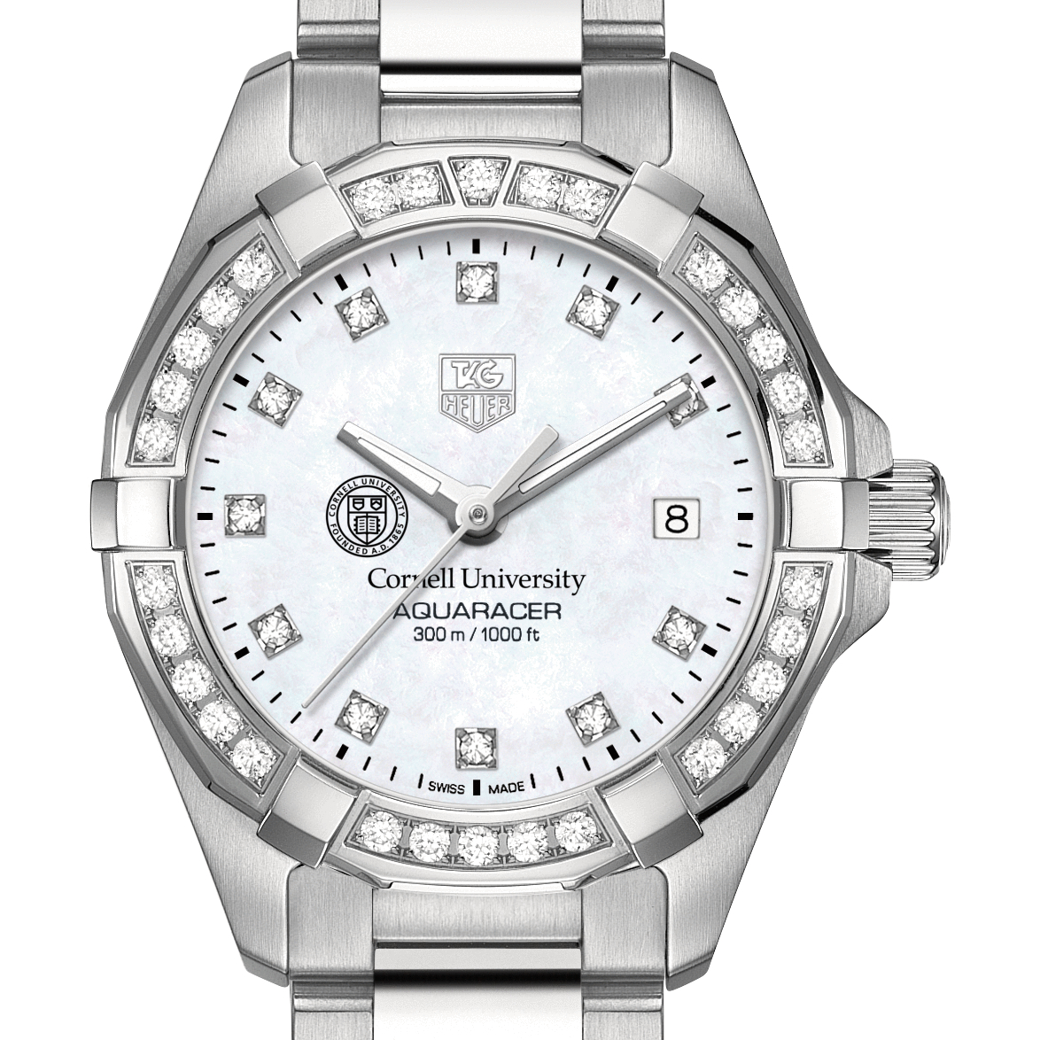 Cornell Women's TAG Heuer Steel Aquaracer with MOP Diamond Dial & Diamond Bezel