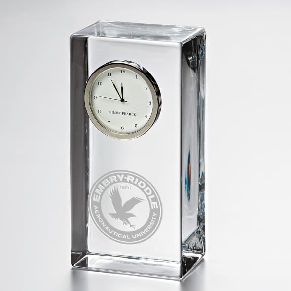 Embry-Riddle Tall Glass Desk Clock by Simon Pearce