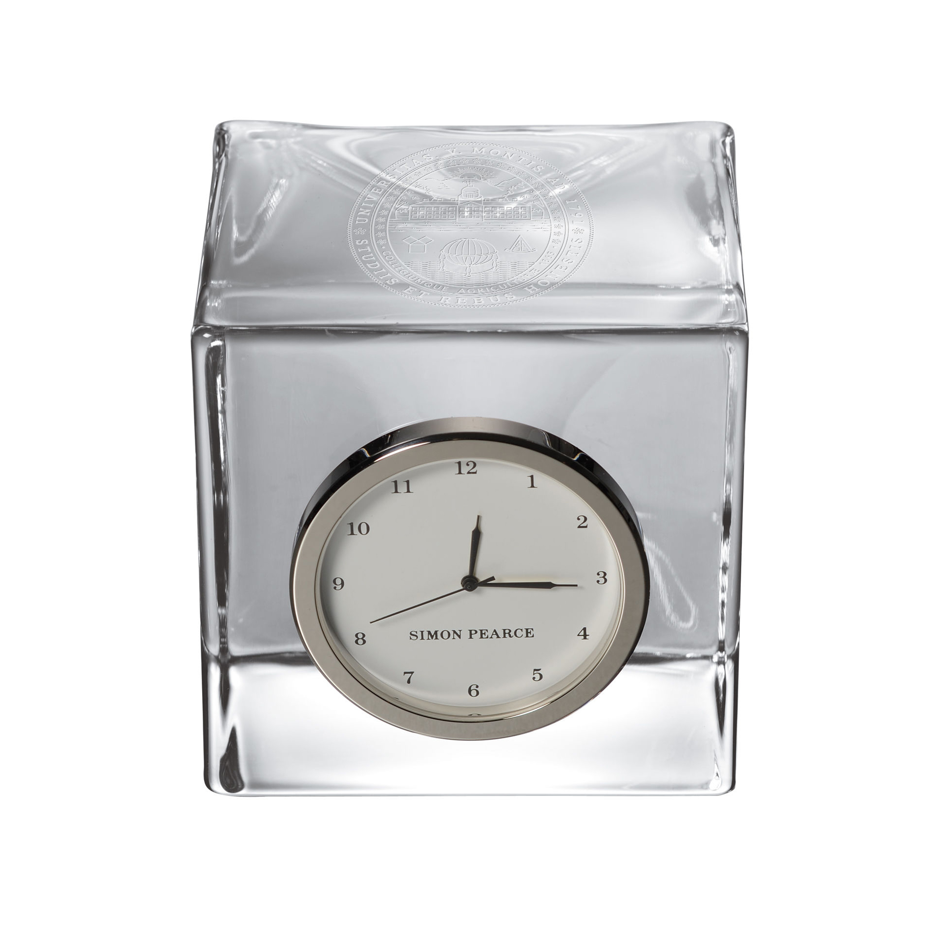 UVM Glass Desk Clock by Simon Pearce