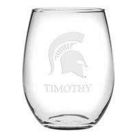 Michigan State Stemless Wine Glasses Made in the USA - Set of 2