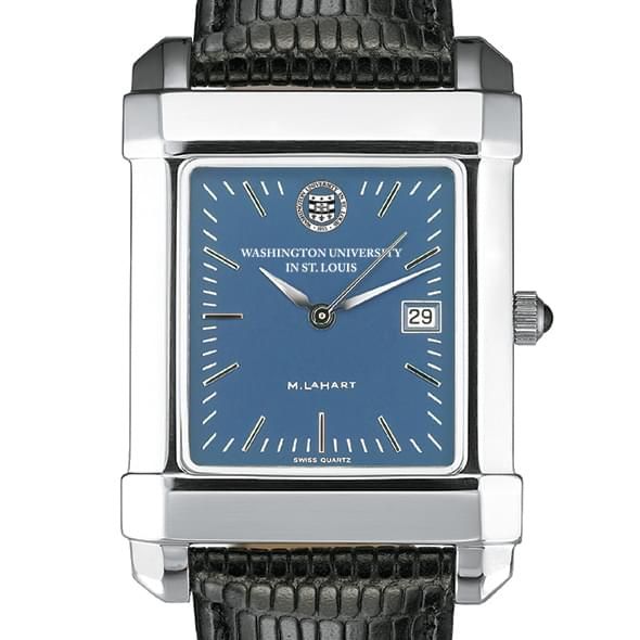 WUSTL Men's Blue Quad Watch with Leather Strap