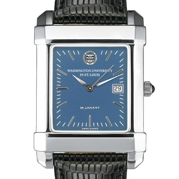 WUSTL Men's Blue Quad Watch with Leather Strap