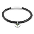 click to view Trinity College Leather Bracelet with Sterling Silver Tag - Black - Image 1