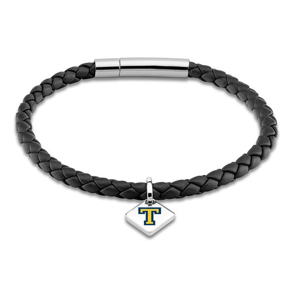 Trinity College Leather Bracelet with Sterling Silver Tag - Black - Image 1