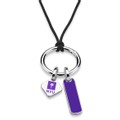 New York University Silk Necklace with Enamel Charm & Sterling Silver Tag - Image 2