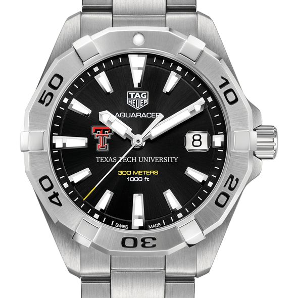 Texas Tech Men's TAG Heuer Steel Aquaracer with Black Dial