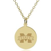 MS State 14K Gold Pendant & Chain