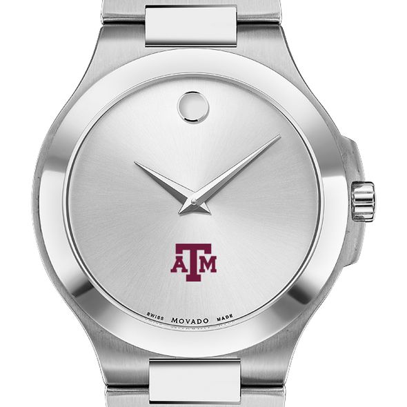 Texas A&M Men's Movado Collection Stainless Steel Watch with Silver Dial - Image 1