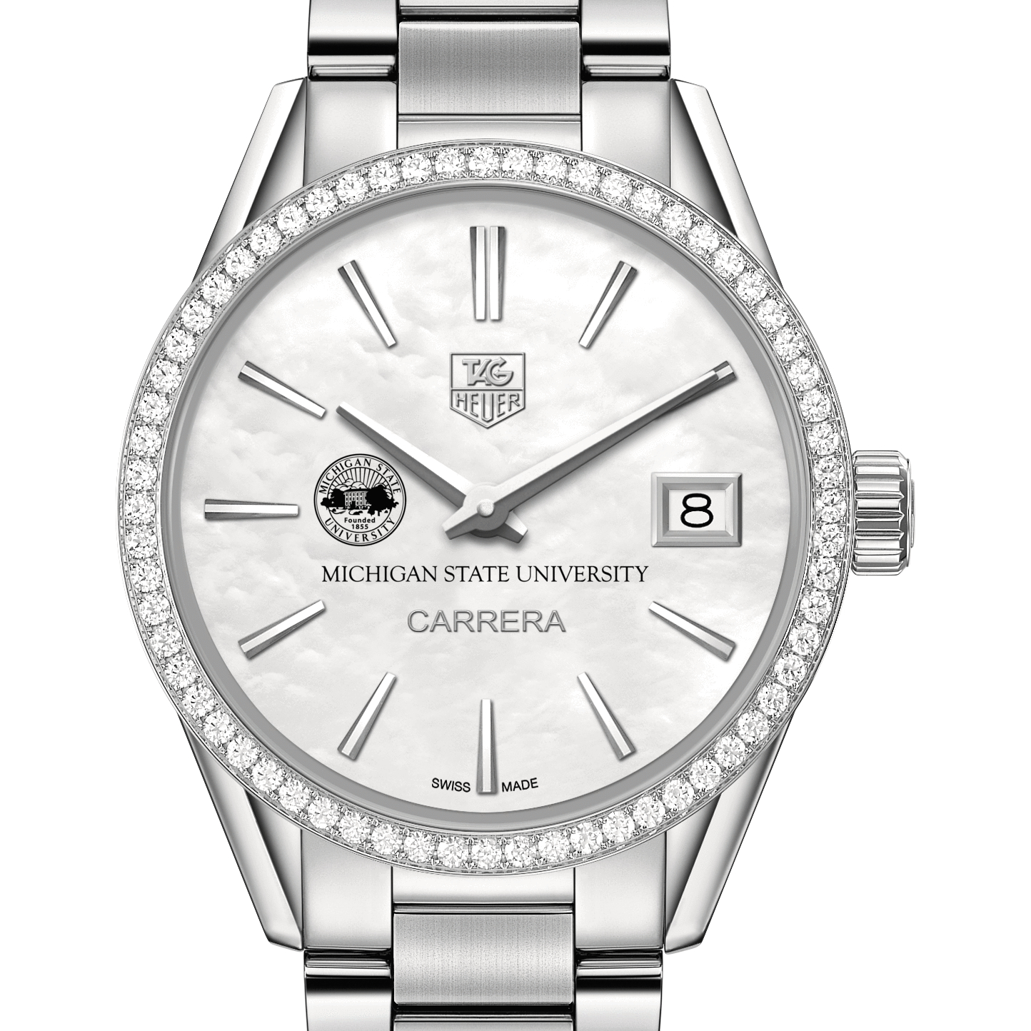 Michigan State W's TAG Heuer Steel Carrera w MOP Dial & Diamond Bezel