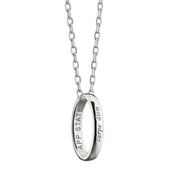 Appalachian State Monica Rich Kosann "Carpe Diem" Poesy Ring Necklace in Silver - Image 1