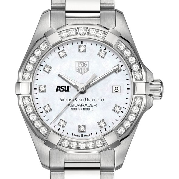 Arizona State Women's TAG Heuer Steel Aquaracer with MOP Diamond Dial & Diamond Bezel