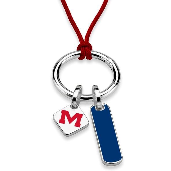 Ole Miss Silk Necklace with Enamel Charm & Sterling Silver Tag - Image 1