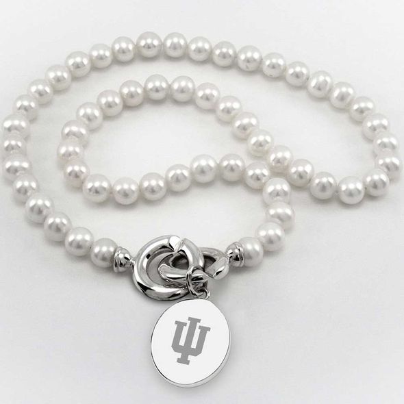 Indiana University Pearl Necklace with Sterling Silver Charm - Image 1
