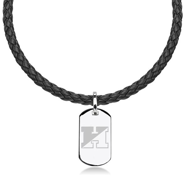 Johns Hopkins University Leather Necklace with Sterling Dog Tag