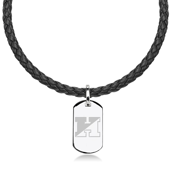 Johns Hopkins University Leather Necklace with Sterling Dog Tag